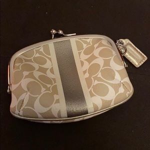 Coach Change Purse - Gold and cream in color
